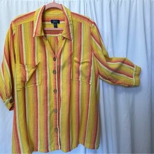 D & Co Beach. Fiesta time in this  cotton top of citrus colors.